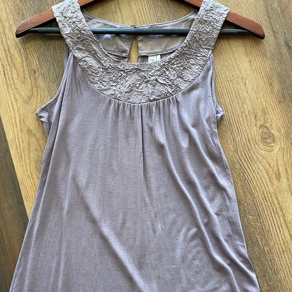 Kische Lavender Tank Small Cowl Crinkle Neckline